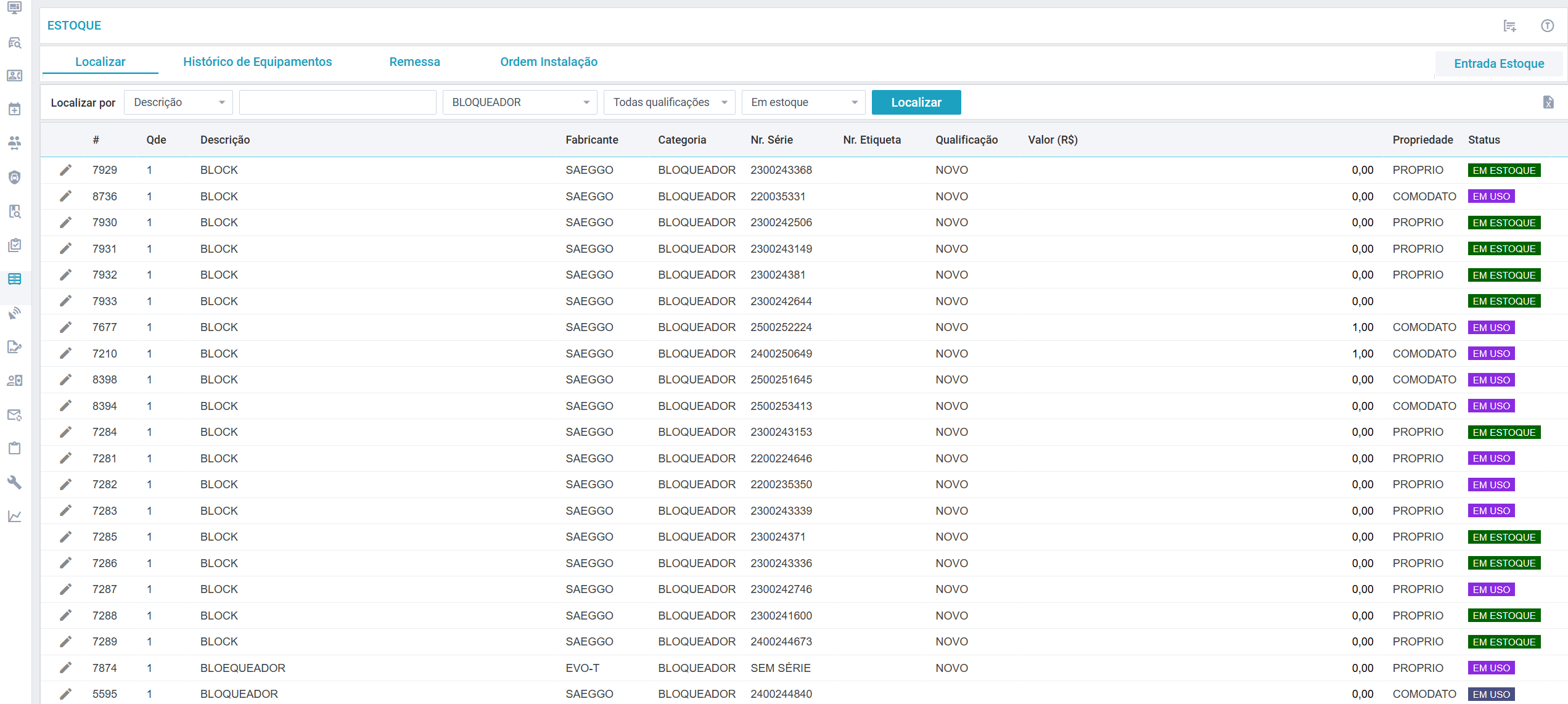 Tela do Sistema - Controle Estoque